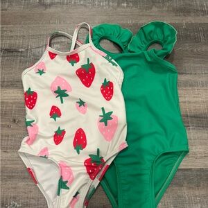 Old Navy Green and Pink Swimsuit Set
